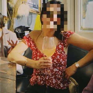 Free People Red Floral Top